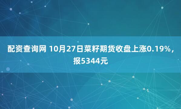 配资查询网 10月27日菜籽期货收盘上涨0.19%，报5344元